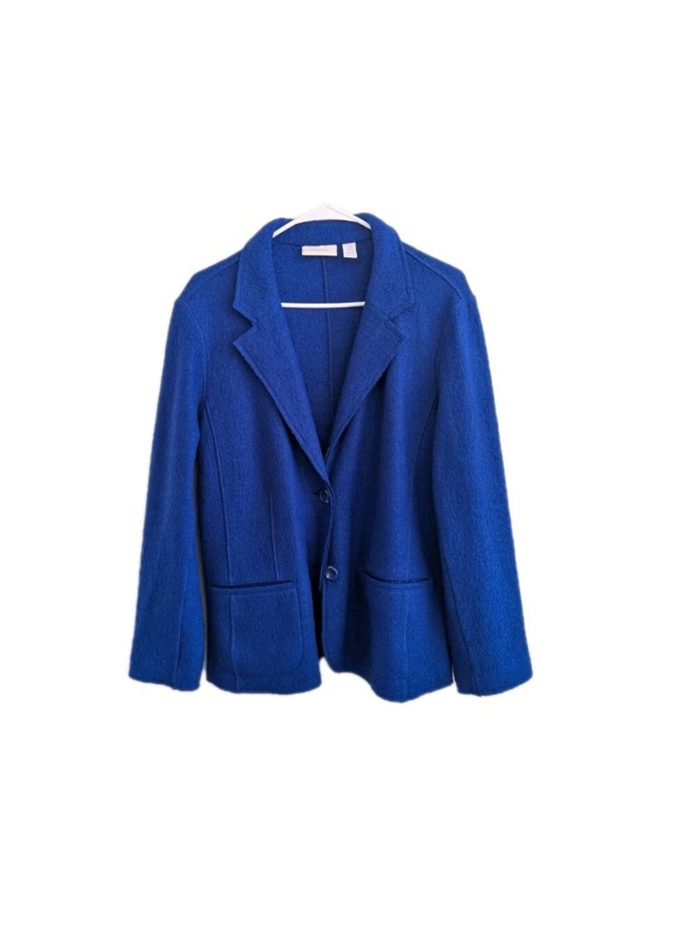 Chico's Soft Wool Blazer Jacket Women's Large Cobalt Blue Textured Soft Fall